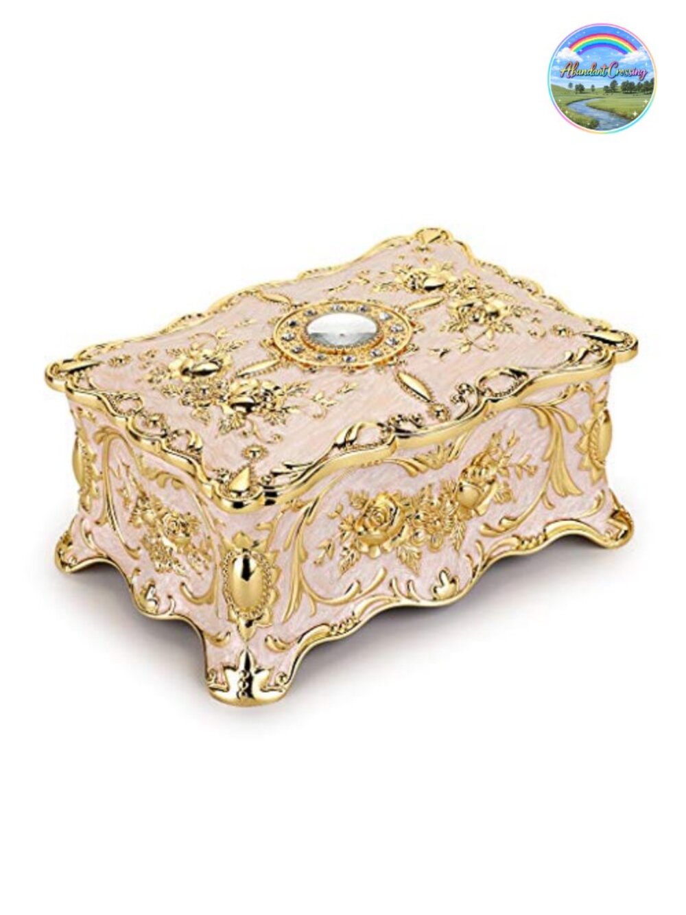Vintage Metal Jewelry Box Two Layer Trinket Organizer Engraved Floral
